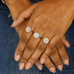 แหวนหมั้นเดซี่คลัสเตอร์สีทองลายพระอาทิตย์ของผู้หญิงสำหรับงานแต่งงานค็อกเทล - Product Image 4