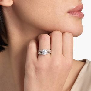 Luxury Double Chevron Diamond <b>Ring</b> for Women 14K White Gold <b>Open</b> Stackable Wedding Band Minimalist Fine Jewelry - Product Image 4