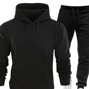 Ensemble de survêtement en molleton uni pour homme, sweat-shirt à capuche et pantalon de jogging, vêtements décontractés d'hiver, streetwear, tenue de sport, de fitness, de course à pied - Product Image 4