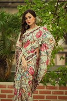 Sari en soie Georgette imprimé numériquement sur mesure, design élégant et confortable, avec broderie lourde, style actrice de série TV + Blouse