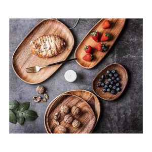Service à gâteau et à thé plats de serveur plateau de service en bois original personnalisé accessoires de cuisine plateaux de service ovales en bois de bambou de 99GD - Product Image 1