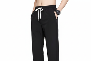 Pantalon de sport décontracté pour homme, coupe droite, taille haute élastique, fin et ample, imprimé numérique, antistatique, printemps-été - Product Image 3