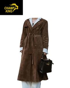 Manteaux longs en cuir pour femmes de haute qualité, hiver, cuir luxueux, boutons, fermeture éclair - Product Image 1