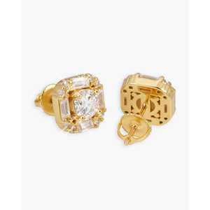 ต่างหูทอง 14K สี D ประดับเพชรโมอิสซาไนต์ทรงบาแกตต์แบบฮาโล - Product Image 5