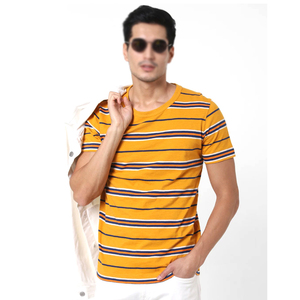 T-shirts imprimés formels pour hommes à manches courtes et col rond en coton 100% tricoté, coupe ample, avec des caractéristiques anti-boulochage et respirantes - Product Image 2