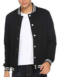 Veste Letterman de qualité supérieure noire unie Vestes Letterman de marque personnalisée - Product Image 3