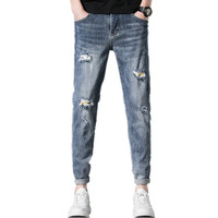 Jeans en denim pour homme vintage, décontracté, coupe droite, haute qualité, 100% coton, lavé, taille haute, léger, vente en gros