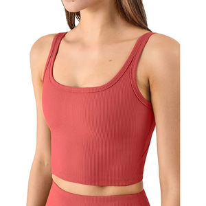 Último diseño superventas de calidad superior mujeres Crop Tank Tops venta mujeres Crop Top Color sólido mujeres Crop Tank Tops - Product Image 4