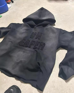 Conjunto de Chándal de Invierno Personalizado 2025 con Lavado Ácido, Parches Bordados y Efecto Desgastado, Pantalones Acampanados y Sudadera Corta Transpirable - Product Image 5