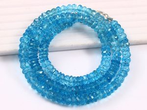 Collier en argent sterling 925 avec perles rondes facettées en topaze bleue, bijoux étincelants pour femmes et enfants - Product Image 3