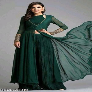Ensemble Salwar Kameez indien pakistanais en soie et lin pour femmes, tendance, imprimé gaufré, haute qualité - Product Image 2