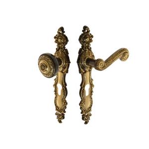 Tirador de puerta con pomo RETRO 90, PZ, izquierda-Patina - Product Image 1