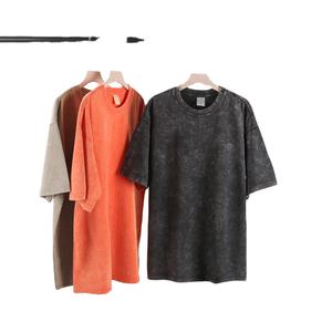 100% coton lourd hommes surdimensionné t-shirt Dtg impression t-shirt Logo T-shirt pierre lavé à l'acide Vintage personnalisé t-shirt - Product Image 4