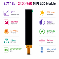 Layar LCD Batang 3,71 Inci |   Modul Layar IPS TFT 240x960 Terentang, Antarmuka MIPI 2-Lane, Driver ST7701S, Kecerahan 300 Nits