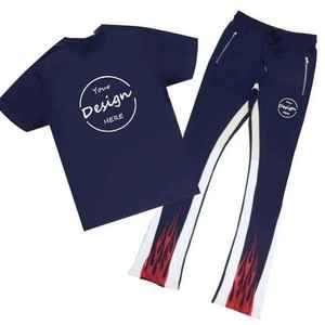 Camiseta de manga corta y pantalón acampanado, precio barato, chándal para hombre, ropa personalizada de alta calidad, ropa de calle, estampado personalizado de verano - Product Image 3