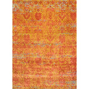 Alfombra Abstracta Teoría del Caos de Kavi Red, Tejida a Mano, Lana, Bambú, Seda, Naranja Roja, Rectangular 3D para Uso Doméstico, Viscosa, Alfombras 3D-Esk-632 - Product Image 1