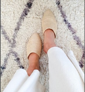 Zapatos de rafia, zapatillas hechas a mano, mulas de verano naturales, zapatos marroquíes, zapatos planos de rafia de gama alta, babouch marroquí - Product Image 2