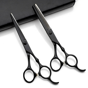 Ensemble de ciseaux de barbier en or rose, acier inoxydable 4Cr13, lame tranchante, ciseaux à effiler à 30 dents, pour droitiers, manche long, usage en salon - Product Image 5