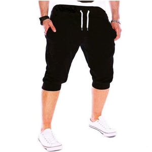 Short de sport en coton pour hommes, léger, taille élastique, taille moyenne, droit, décontracté, avec logo personnalisé OEM - Product Image 2