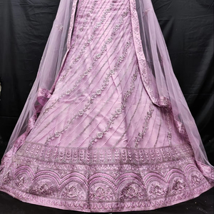 ชุด lehenga choli ตาข่ายสีพีชสีชมพูที่ทันสมัยสง่างามชุดหนักชุด Flair butti ทำงาน dupatta สำหรับปาร์ตี้ฤดูร้อนฤดูหนาวขายส่ง - Product Image 2