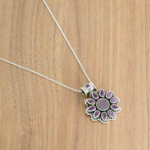 <b>Ruby</b> <b>Necklace</b> in Platinum 925 Sterling Silver with Natural Gemstone Wedding Gift Jewelry for Her Elegant and Luxurious - Product Image 1