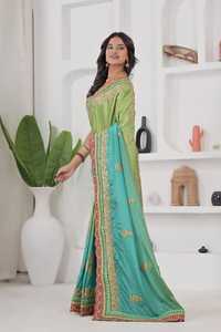 Sari indien traditionnel ethnique pour occasions de fête, avec broderies, pour mariage et événements festifs, tenue élégante pour femmes - Product Image 4