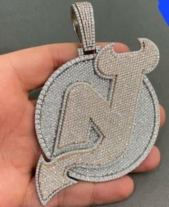 Pendentif Iced Out en diamant rond taille hip-hop, pendentif lettre en moissanite, argent sterling 925, pendentif en moissanite personnalisé - Product Image 2