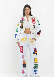 Chaqueta Bomber Universitaria de Invierno para Hombre, de Punto, con Forro de Lana y Felpa de Algodón, Color Blanco - Product Image 5