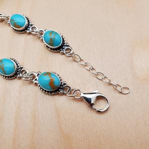 Turquoise <b>Gemstone</b> <b>Bracelet</b> Jewelry For Women Silver Boho Style Jewelry 925 Sterling Silver Trending Handmade <b>Bracelet</b> Gift For - Product Image 4