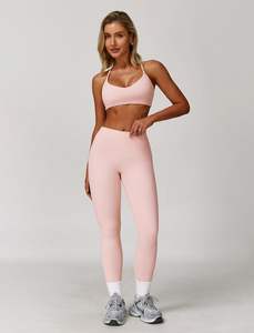 Conjunto de Yoga Rosa para Mujer, Leggings de Cintura Alta, Ropa Deportiva, Leggings y Sujetador Sublimados, Color Personalizado Disponible - Product Image 6