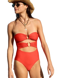 Maillot de bain une pièce découpé avec anneau fer à cheval - Product Image 1