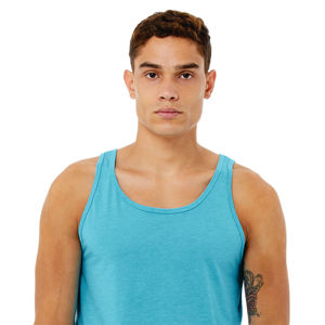 Side Seamed Retail Fit 100% Airlume Combed and Ring Spun Cotton 32 Single 4.2 oz Neon Blue Unisex Jersey Tank - Product Image 4