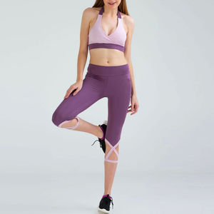 2024 nouveau Style femmes Yoga ensemble taille élastique avant Logo 2 pièces actif Stretch respirant entraînement Gym Fitness vêtements - Product Image 1