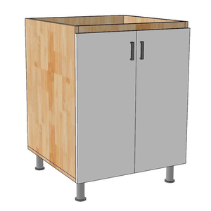 Mueble base moderno para cocina de 60 cm con puertas de cristal abatibles, encimera de acero inoxidable, estructura de contrachapado y melamina MTBD012 - Product Image 1