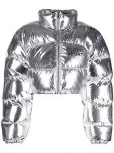 CLOVIX Tie Dye Quilted Jacket Women's <b>Winter</b> <b>Coat</b> <b>Thick</b> Polyester Pillow Collar Puff Sleeve Zipper Closure Short Length - Product Image 3