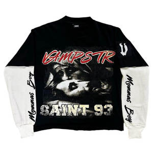 Camiseta de Manga Doble con Estampado Digital Artístico en Tela Transpirable, Diseño con Tinta en Relieve, Ropa Casual de Calle - Product Image 1