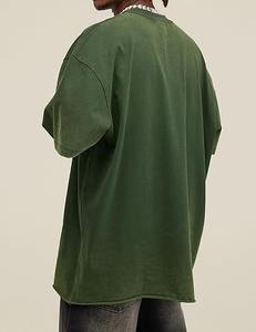 OEM personalizado cuello redondo gota hombro Streetwear de gran tamaño pesado de algodón ácido Vintage lavado Camiseta para los hombres - Product Image 4