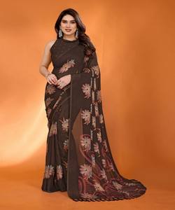 ผ้าชีฟองมีฟอยล์พิมพ์ลายสำหรับงานปาร์ตี้สีน้ำตาล - Product Image 1