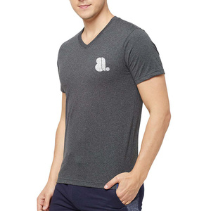 T-shirt pour homme à col en V avec logo personnalisé, couleur unie, manches courtes, vente en gros, t-shirts pour homme à col en V, manches courtes, 100% coton, vierge - Product Image 2