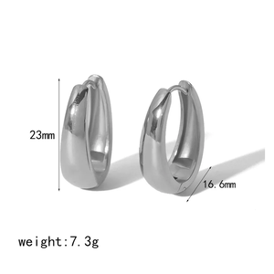 Boucles d'oreilles vintage pour femmes en argent plaqué de haute qualité, petites boucles d'oreilles ovales en forme de cercle, clous en perles, en acier inoxydable, cadeaux à la mode - Product Image 4