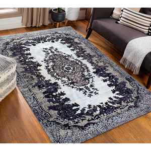 พรมเชนิลล์ลายเหรียญสีดำ: พรมพิมพ์ลายสไตล์ตุรกีแบบดั้งเดิม พร้อมพรมขนนุ่ม - Product Image 3