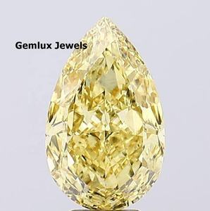 Diamant de laboratoire VS Clarity 6,5 carats, jaune vif fantaisie, taille poire, certifié IGI, diamant de laboratoire non monté pour bijoux - Product Image 1