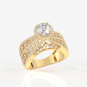 Women's Round Cut Moissanite Diamond <b>Cocktail</b> Sterling Silver <b>Ring</b> - Product Image 3