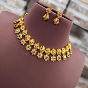 Premium Polish Premium Quality Exclusive Unique Design <b>Gold</b> Plated Necklace <b>Set</b> With <b>Earrings</b> For Wedding Collection For Women - Product Image 1