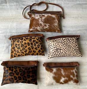 Nuevo estilo occidental Hair On Hide Fur Leather Celular Sling Bag Alta calidad Moda Real Hecho a mano Fur Leather Crossbody Bags - Product Image 3