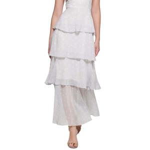 Abito lungo grigio a balze con scollo all'americana Tommy Hilfiger da donna - XS-XL, elegante e alla moda per l'estate, la spiaggia, con dettagli trasparenti - Product Image 3