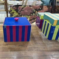 Neue Ankunft hand gefertigte MDF quadratische Geschenk box mit Deckel HNH Craft Lack gestreifte Form Box Custom Design und Logo aus Vietnam