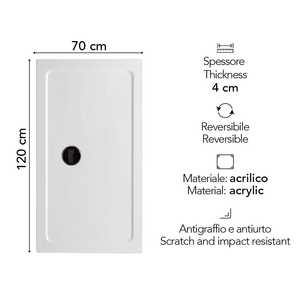 Aosta 120X70 Rectangular Acrylic Shower <b>Tray</b> <b>Bath</b> & Toilet Supplies - Product Image 2