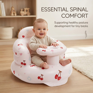 Sofá Inflable Portátil para Bebés con Bomba, Asiento de Piso para Niños de 3 a 36 Meses, Silla de Actividades para Niños y Niñas, Diseño de Cereza - Product Image 4