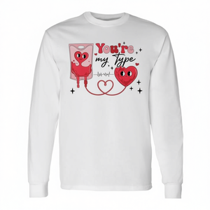 Camiseta de Manga Larga para Enfermera, San Valentín, Temática Médica, con la Frase 'Eres Mi Tipo', Banco de Sangre, Producto Promocional para el Día de San Valentín - Product Image 2